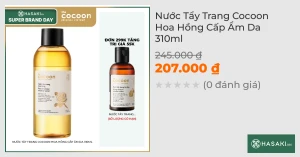 Nước Tẩy Trang Cocoon Hoa Hồng Cấp Ẩm Da 310ml