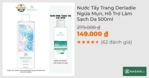 Nước Tẩy Trang Derladie Ngừa Mụn, Hỗ Trợ Làm Sạch Da 500ml
