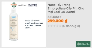 Nước Tẩy Trang Embryolisse Cây Phỉ Cho Mọi Loại Da 250ml