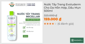 Nước Tẩy Trang Evoluderm Cho Da Hỗn Hợp, Dầu Mụn 500ml