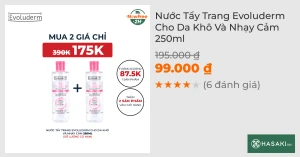 Nước Tẩy Trang Evoluderm Cho Da Khô Và Nhạy Cảm 250ml