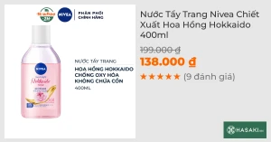 Nước Tẩy Trang Nivea Chiết Xuất Hoa Hồng Hokkaido 400ml