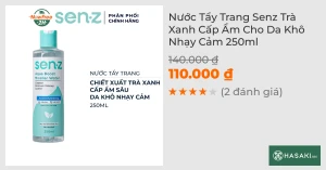 Nước Tẩy Trang Senz Trà Xanh Cấp Ẩm Cho Da Khô Nhạy Cảm 250ml