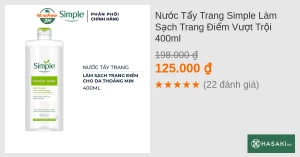 Nước Tẩy Trang Simple Làm Sạch Trang Điểm Vượt Trội 400ml