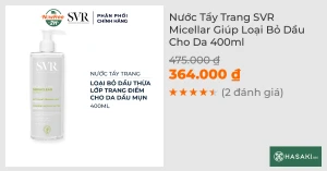 Nước Tẩy Trang SVR Micellar Giúp Loại Bỏ Dầu Cho Da 400ml