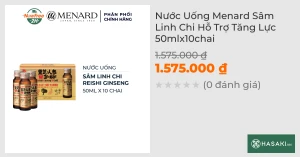Nước Uống Menard Sâm Linh Chi Hỗ Trợ Tăng Lực 50mlx10chai
