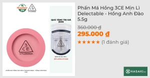 Phấn Má Hồng 3CE Mịn Lì Delectable - Hồng Anh Đào 5.5g