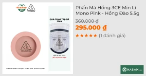 Phấn Má Hồng 3CE Mịn Lì Mono Pink - Hồng Đào 5.5g
