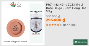 Phấn Má Hồng 3CE Mịn Lì Rose Beige - Cam Hồng Đất 5.5g