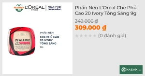 Phấn Nền L Oréal Che Phủ Cao 20 Ivory Tông Sáng 9g