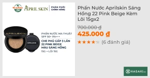 Phấn Nước Aprilskin Sáng Hồng 22 Pink Beige Kèm Lõi 15gx2