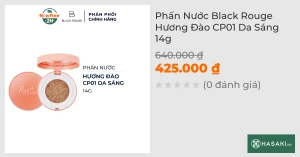 Phấn Nước Black Rouge Hương Đào CP01 Da Sáng 14g