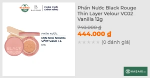 Phấn Nước Black Rouge Thin Layer Velour VC02 Vanilla 12g