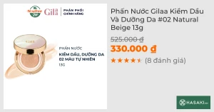 Phấn Nước Gilaa Kiềm Dầu Và Dưỡng Da 02 Natural Beige 13g