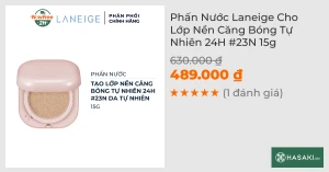 Phấn Nước Laneige Cho Lớp Nền Căng Bóng Tự Nhiên 24H 23N 15g