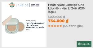 Phấn Nước Laneige Cho Lớp Nền Mịn Lì 24H 21N 15gx2 