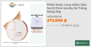 Phấn Nước Lime Kiềm Dầu No.10 Pink Vanilla Da Trắng Sáng 20g