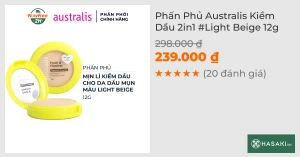 Phấn Phủ Australis Kiềm Dầu 2in1 Light Beige 12g