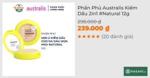 Phấn Phủ Australis Kiềm Dầu 2in1 Natural 12g