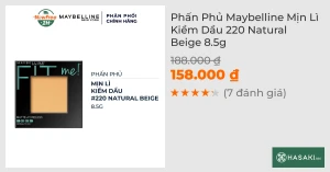 Phấn Phủ Maybelline Mịn Lì Kiềm Dầu 220 Natural Beige 8.5g
