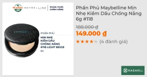Phấn Phủ Maybelline Mịn Nhẹ Kiềm Dầu Chống Nắng 6g 118