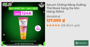 Serum Chống Nắng Dưỡng Thể Bioré Sáng Da Mịn Màng 150ml