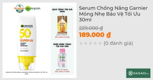Serum Chống Nắng Garnier Mỏng Nhẹ Bảo Vệ Tối Ưu 30ml