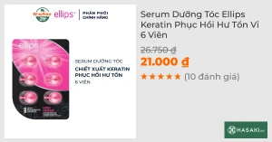 Serum Dưỡng Tóc Ellips Keratin Phục Hồi Hư Tổn Vỉ 6 Viên
