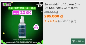 Serum Klairs Cấp Ẩm Cho Da Khô, Nhạy Cảm 80ml