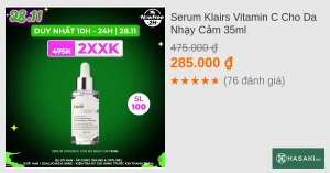 Serum Klairs Vitamin C Cho Da Nhạy Cảm 35ml