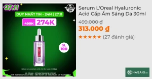 Serum L'Oreal Hyaluronic Acid Cấp Ẩm Sáng Da 30ml