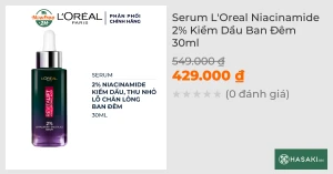 Serum L'Oreal Niacinamide 2% Kiềm Dầu Ban Đêm 30ml