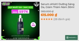 Serum oh!oh! Dưỡng Sáng Da, Giảm Thâm Nám 30ml