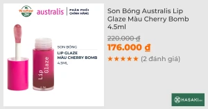 Son Bóng Australis Lip Glaze Màu Cherry Bomb 4.5ml