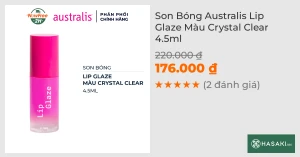 Son Bóng Australis Lip Glaze Màu Crystal Clear 4.5ml