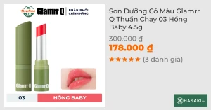 Son Dưỡng Có Màu Glamrr Q Thuần Chay 03 Hồng Baby 4.5g