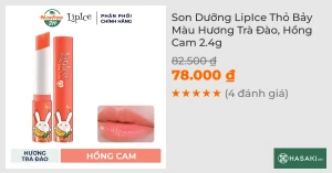 Son Dưỡng LipIce Thỏ Bảy Màu Hương Trà Đào, Hồng Cam 2.4g
