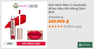 Son Kem Bán Lì Australis Ceo Màu Đỏ Hồng Sậm 8ml 