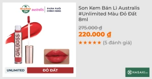 Son Kem Bán Lì Australis Unlimited Màu Đỏ Đất 8ml 