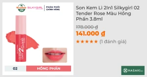 Son Kem Lì 2In1 Silkygirl 02 Tender Rose Màu Hồng Phấn 3.8ml