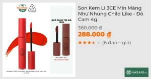 Son Kem Lì 3CE Mịn Màng Như Nhung Childlike - Cam Cháy 4g