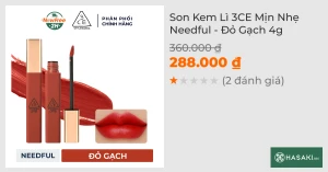 Son Kem Lì 3CE Mịn Nhẹ Needful - Đỏ Gạch 4g