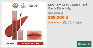 Son Kem Lì 3CE Sepia - Đỏ Táo Trầm 4.6g