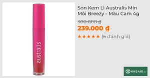 Son Kem Lì Australis Mịn Môi Breezy - Màu Cam 4g