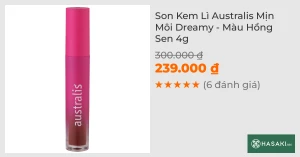 Son Kem Lì Australis Mịn Môi Dreamy - Màu Hồng Sen 4g