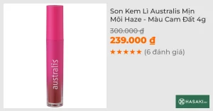 Son Kem Lì Australis Mịn Môi Haze - Màu Cam Đất 4g