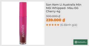 Son Kem Lì Australis Mịn Môi Whipped- Màu Đỏ Cherry 4g