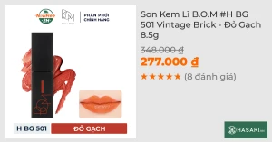 Son Kem Lì B.O.M H BG 501 Vintage Brick - Đỏ Gạch 8.5g