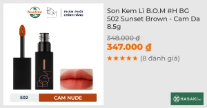 Son Kem Lì B.O.M H BG 502 Sunset Brown - Cam Da 8.5g
