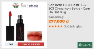 Son Kem Lì B.O.M H BG 503 Cinnamon Beige - Cam Da Đất 8.5g
